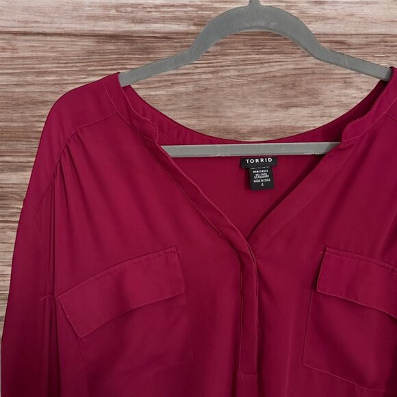 Torrid Georgette Pullover Blouse Beet Red - Size 4 - Picture 5 of 5